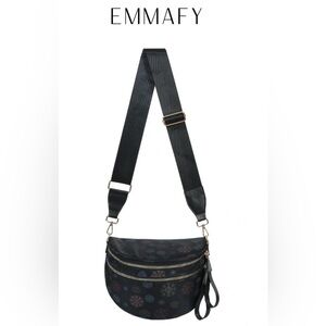 Emmafy Black Snowflake Christmas Crossbody Bag